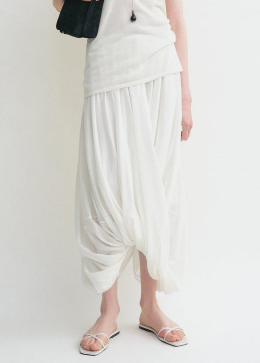 Fayruz Draped Twist Maxi Skirt In White