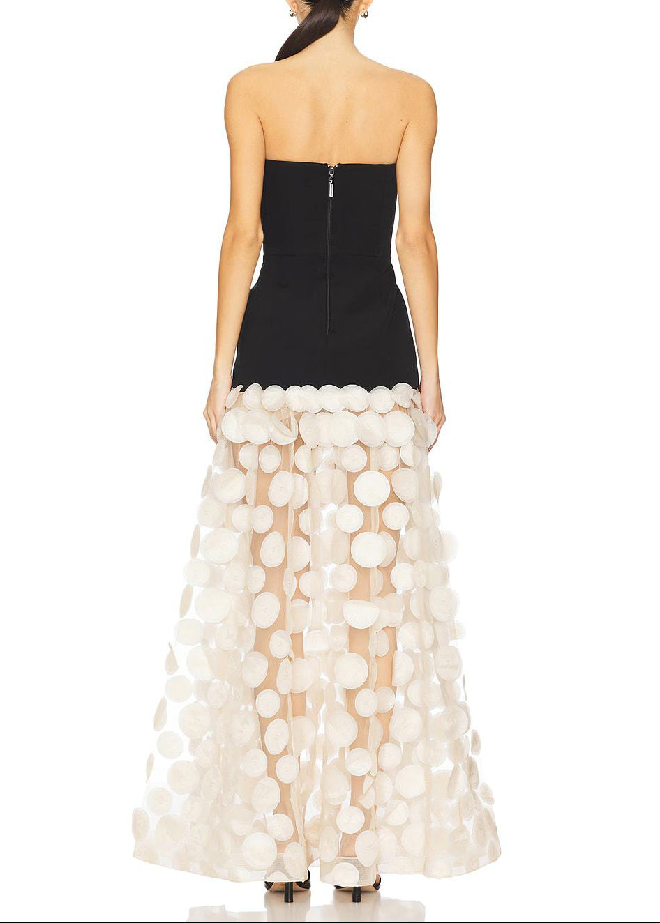 Boyan Dot Strapless Maxi Dress In Apricot