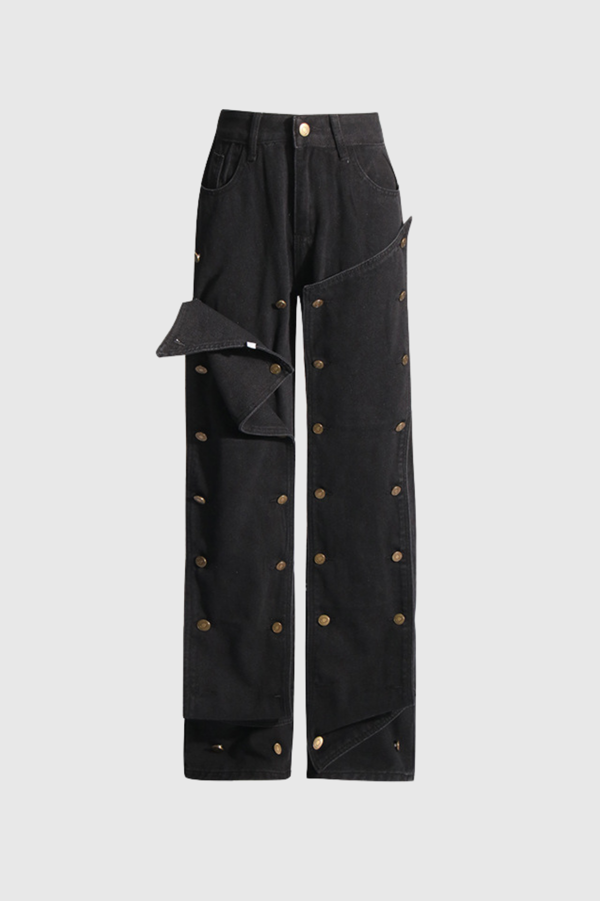 Ridley Patchwork Button Jeans In Black