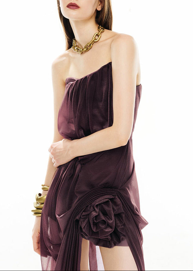 Fida Strapless Draped Flower Mini Dress