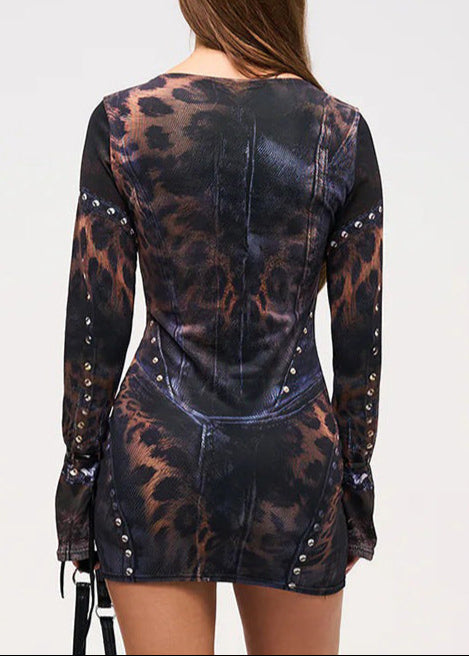Aimilios Leopard Print Bodycon Mini Dress