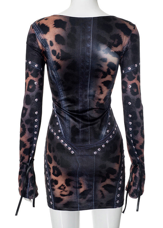 Aimilios Leopard Print Bodycon Mini Dress