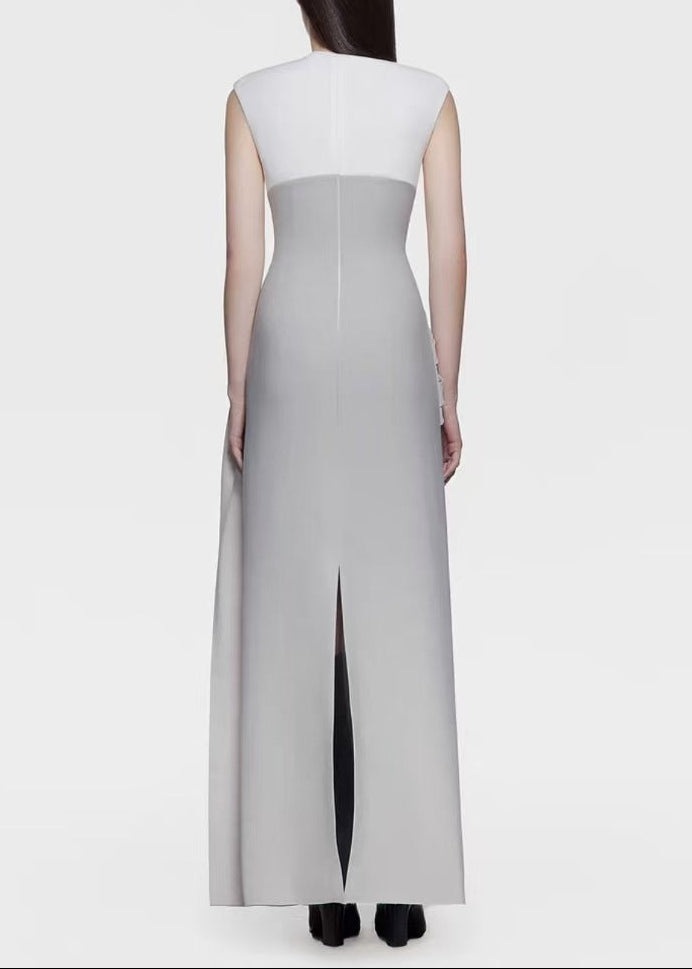 Elisey Sleeveless Colorblock Ruch Maxi Dress