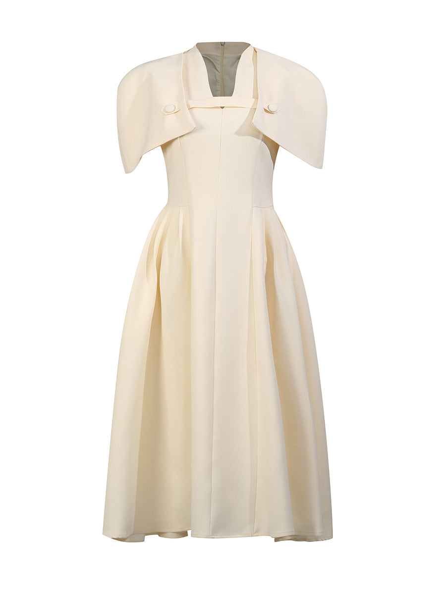 Diodotus Shawl Ruffle Midi Dress