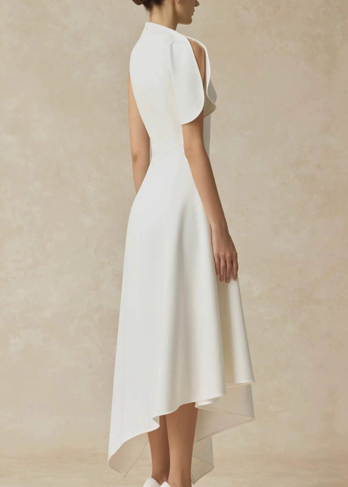 Dorthe Asymmetric Ruffle Midi Dress