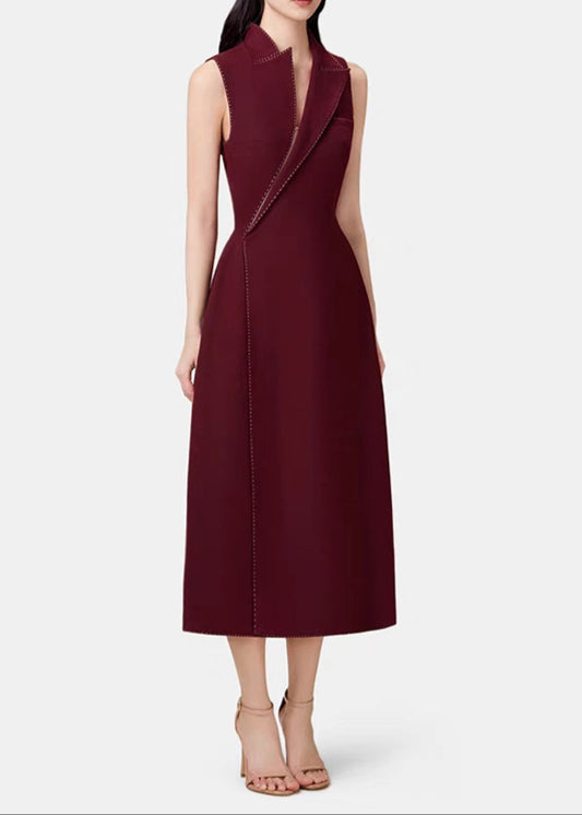 Berwyn Asymmetric Split Sleeveless Maxi Dress In Red