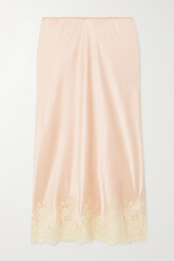 Fedir Plunge Lace Skirt Set Pink