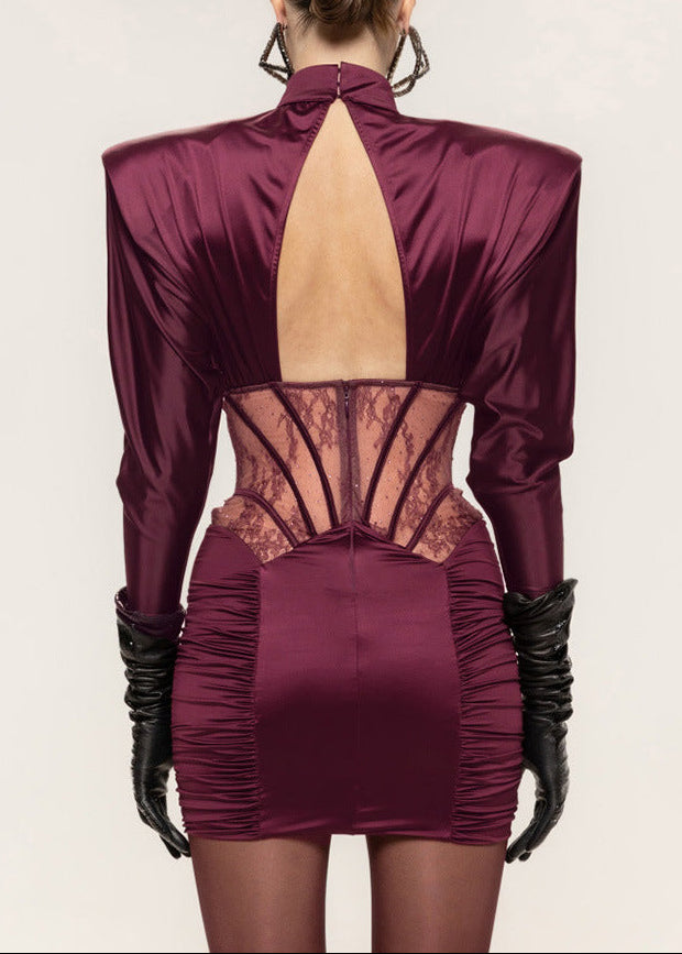 Denitsa Corset Cutout Satin Mini Dress