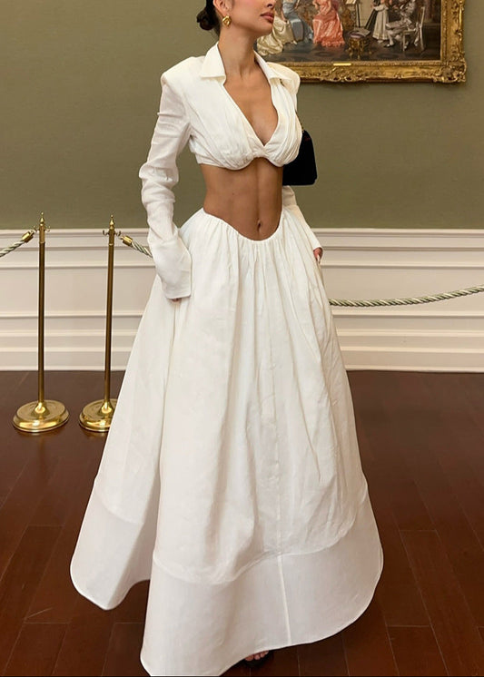 Edytha Long Sleeve Crop Skirt Set