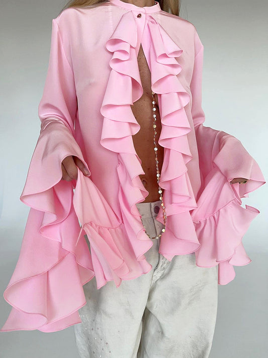 Iidia Ruffle Split Asymmetric Top