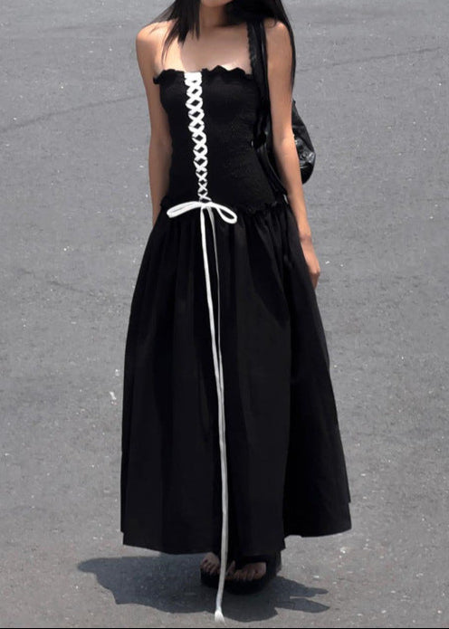 Tilda Lace Up Strapless Maxi Dress