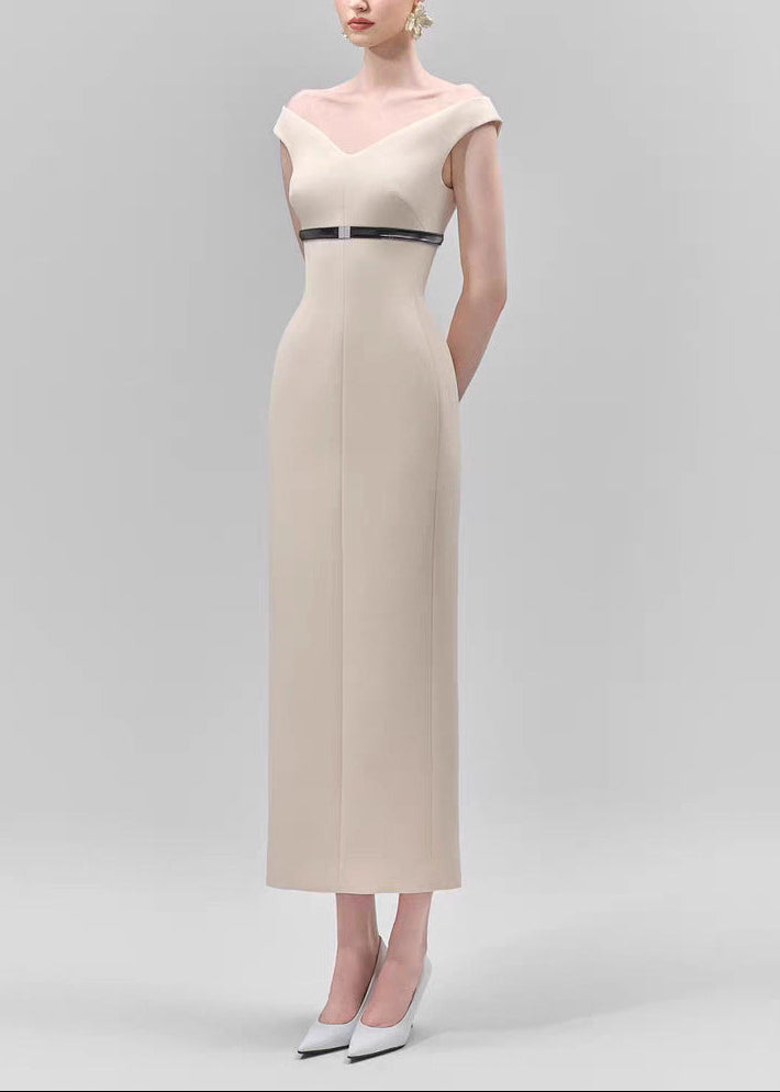 Domas Off Shoulder Bodycon Maxi Dress In Apricot