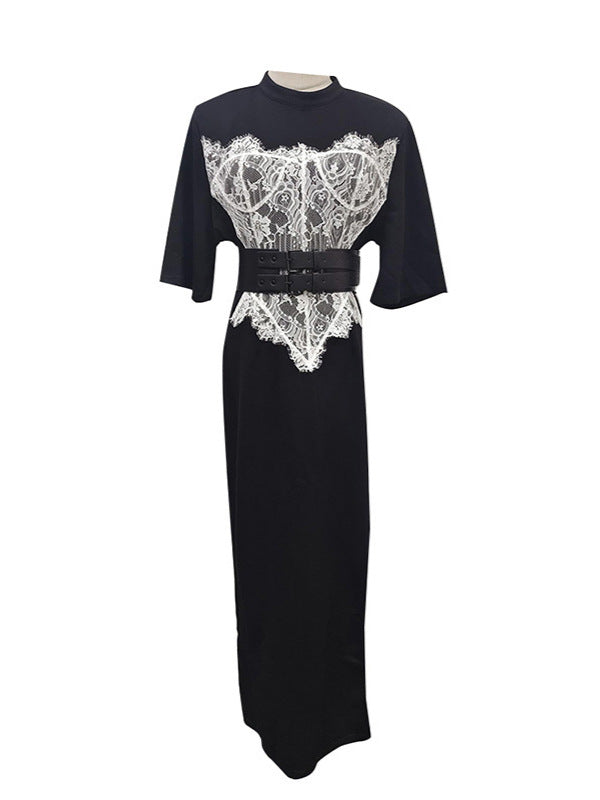Calafia Lace Buckle Split Maxi Dress