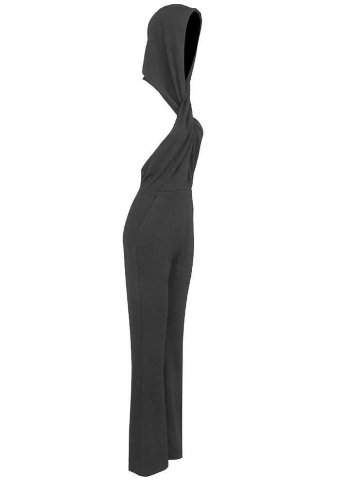 Aoko Cross Hooded Ruch Jumpsuit