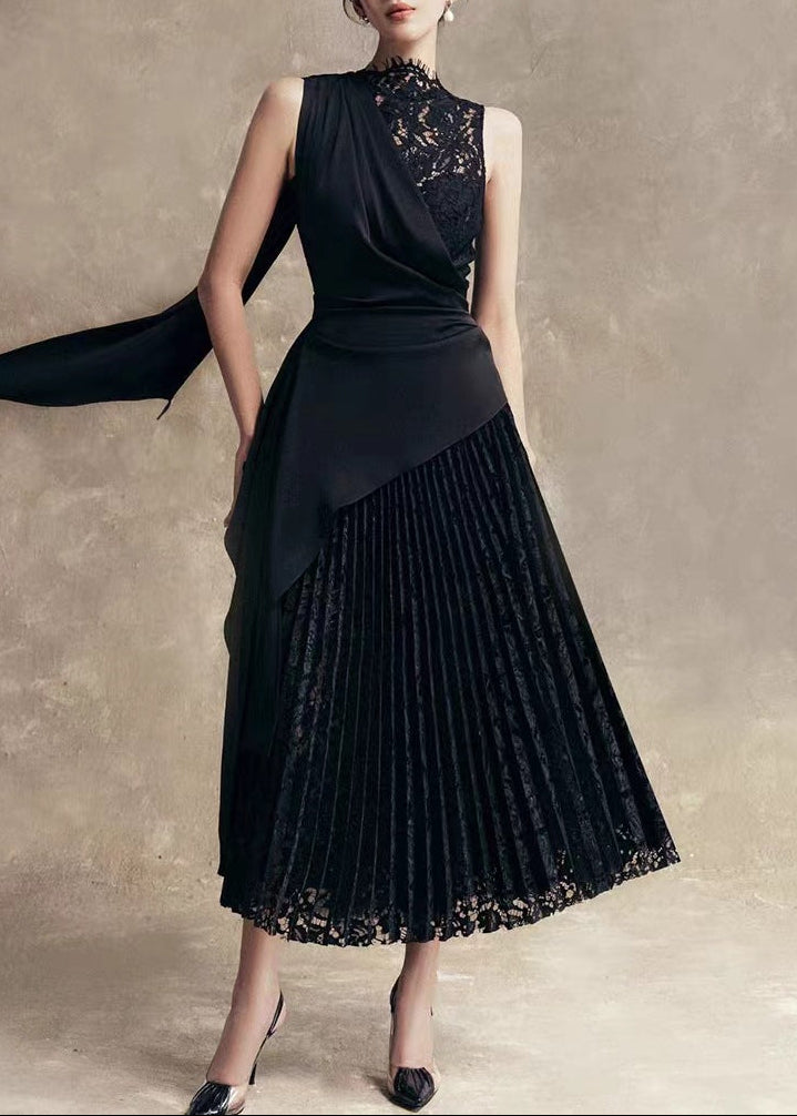 Darija Sleeveless Lace Ruch Midi Dress