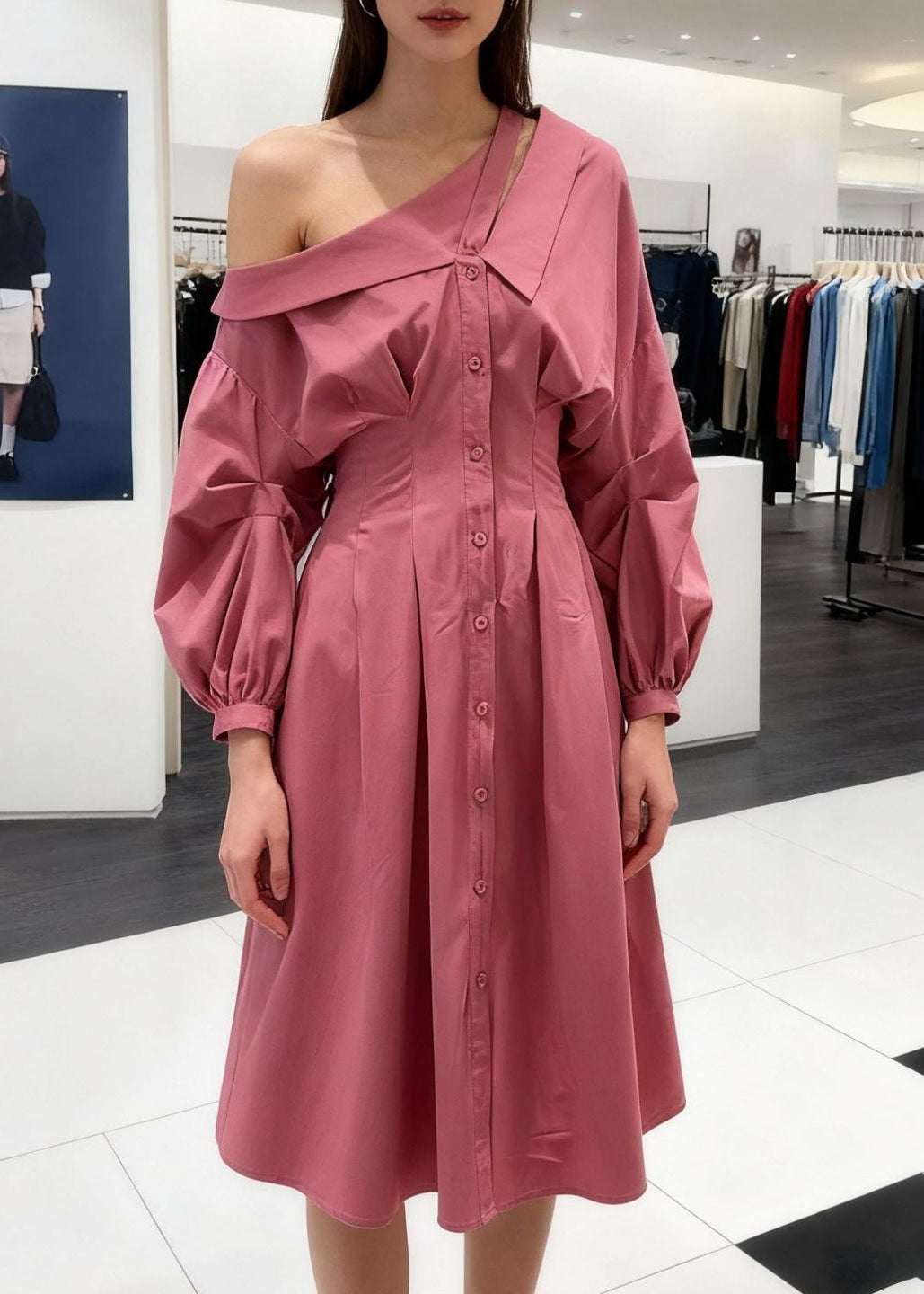 Eirenaios Asymmetric Deconstruct Midi Dress