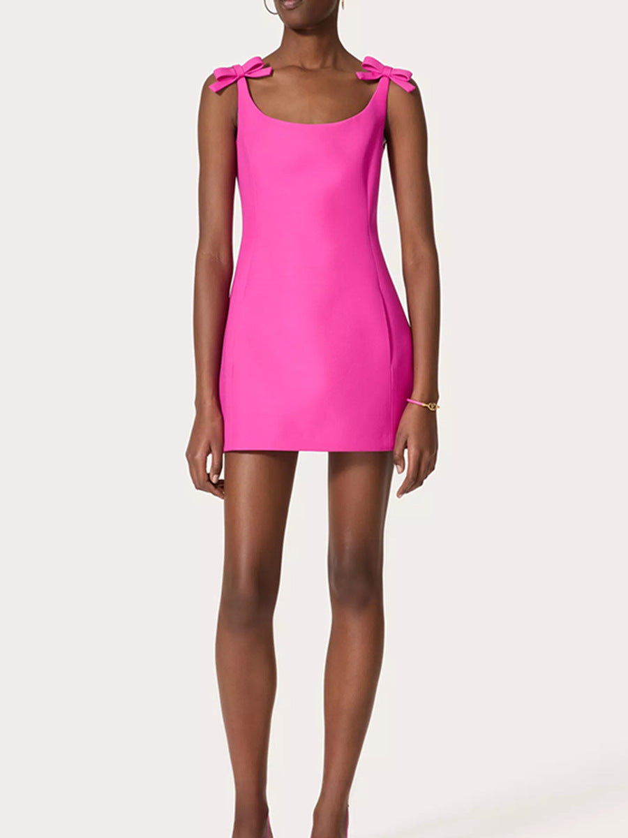 Anass Bow Sleeveless Mini Dress
