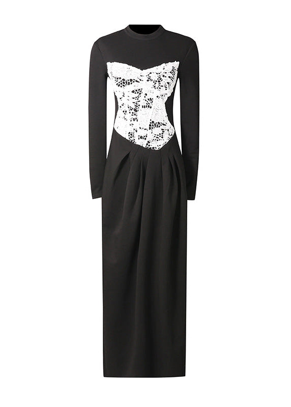 Elisei Lace Long Sleeve Split Maxi Dress