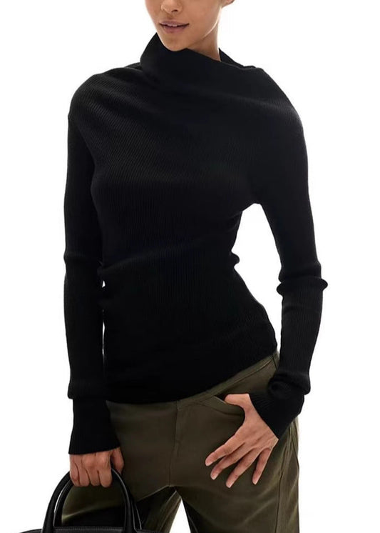 Dymitr Asymmetric Knit Top In Black