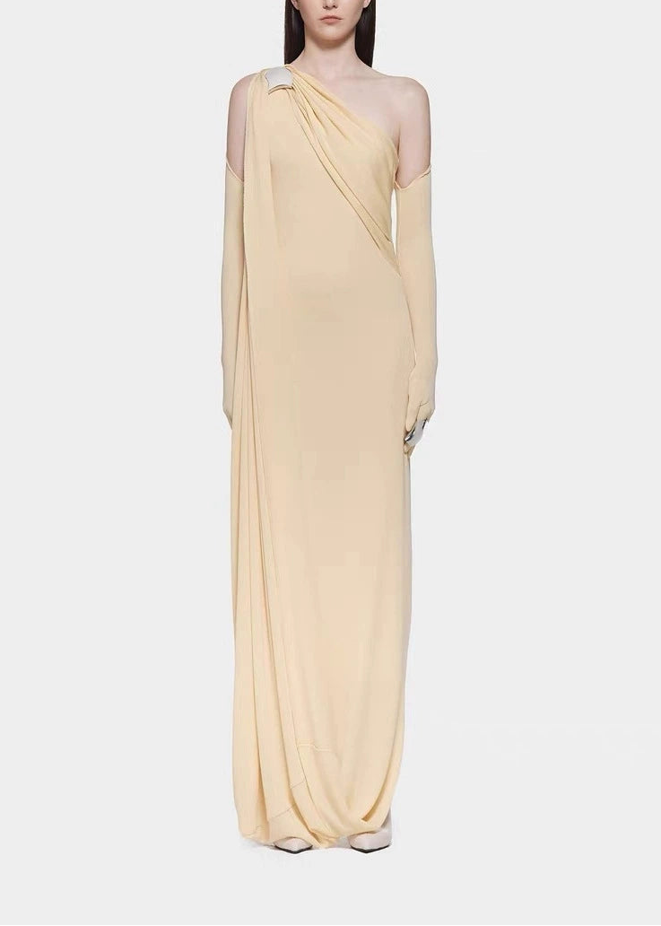 Colombo One Shoulder Ruch Maxi Dress