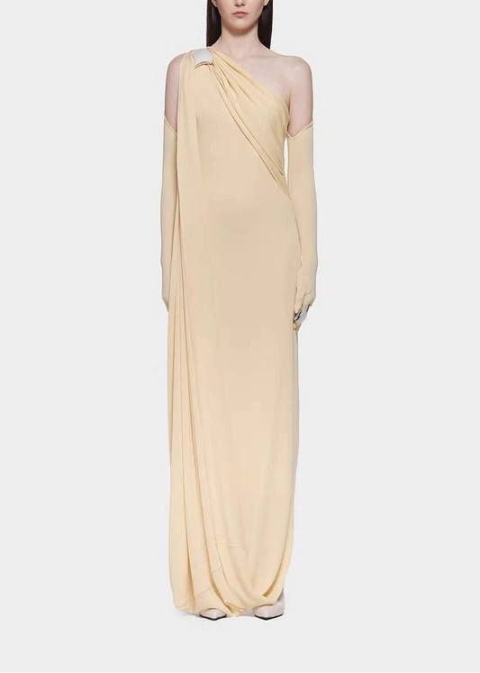 Colombo One Shoulder Ruch Maxi Dress