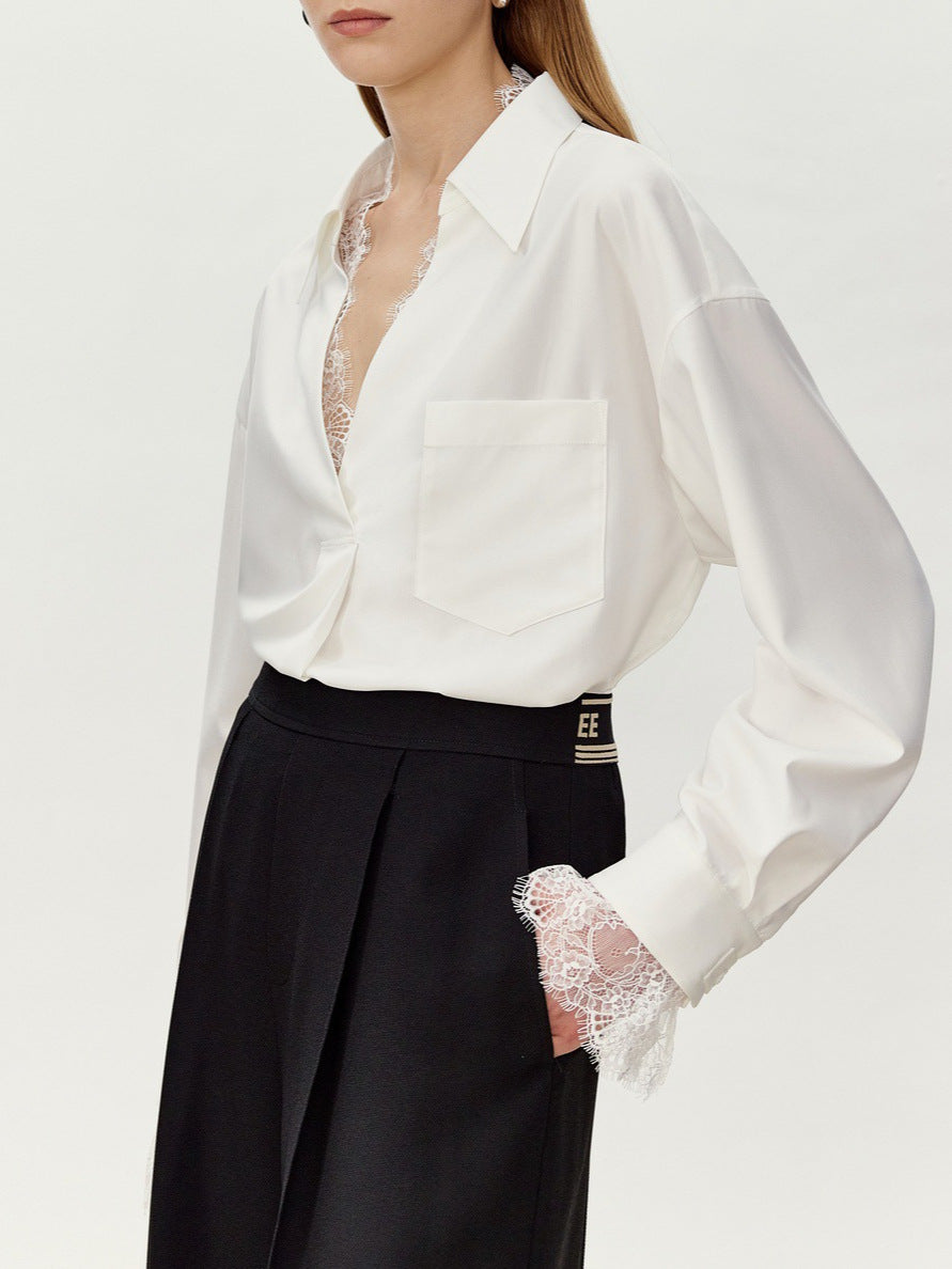 Dipak Lace V Neck Shirt