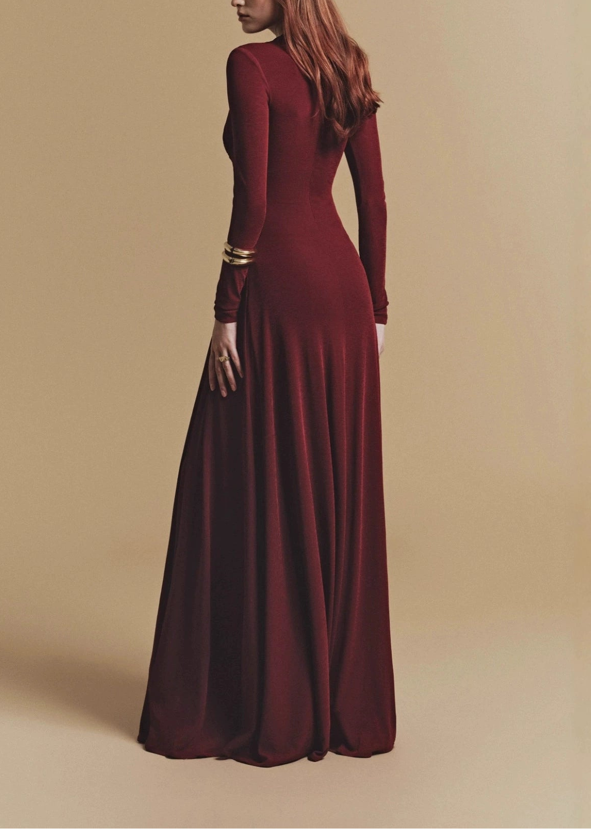 Derya Bodycon Asymmetric Ruch Maxi Dress