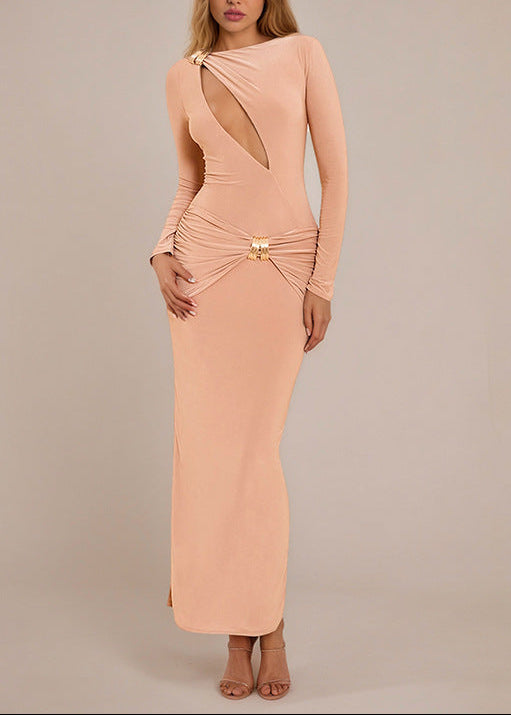 Denzel Bodycon Cutout Maxi Dress In Orange