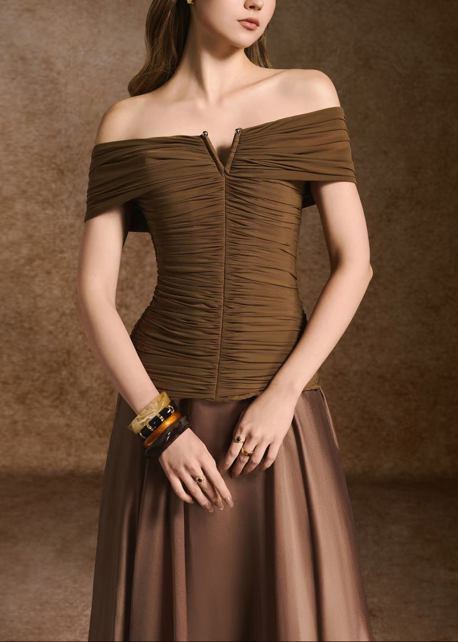 Dierk Deconstruct Ruch Satin Maxi Dress
