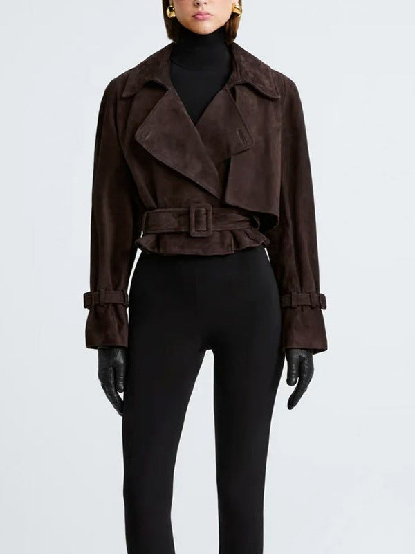 Egon Lapel Buckle Suede Jacket