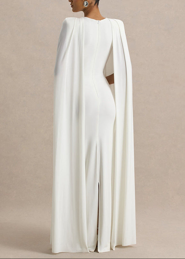 Diodoros Shawl Bodycon Maxi Dress In White