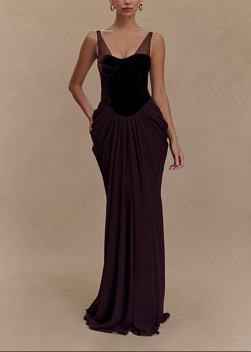 Ekain Mesh Ruch Maxi Dress