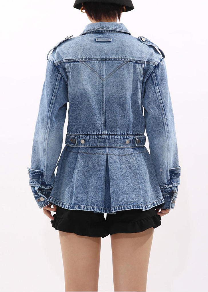 Elouise Asymmetric Ruffle Denim Jacket