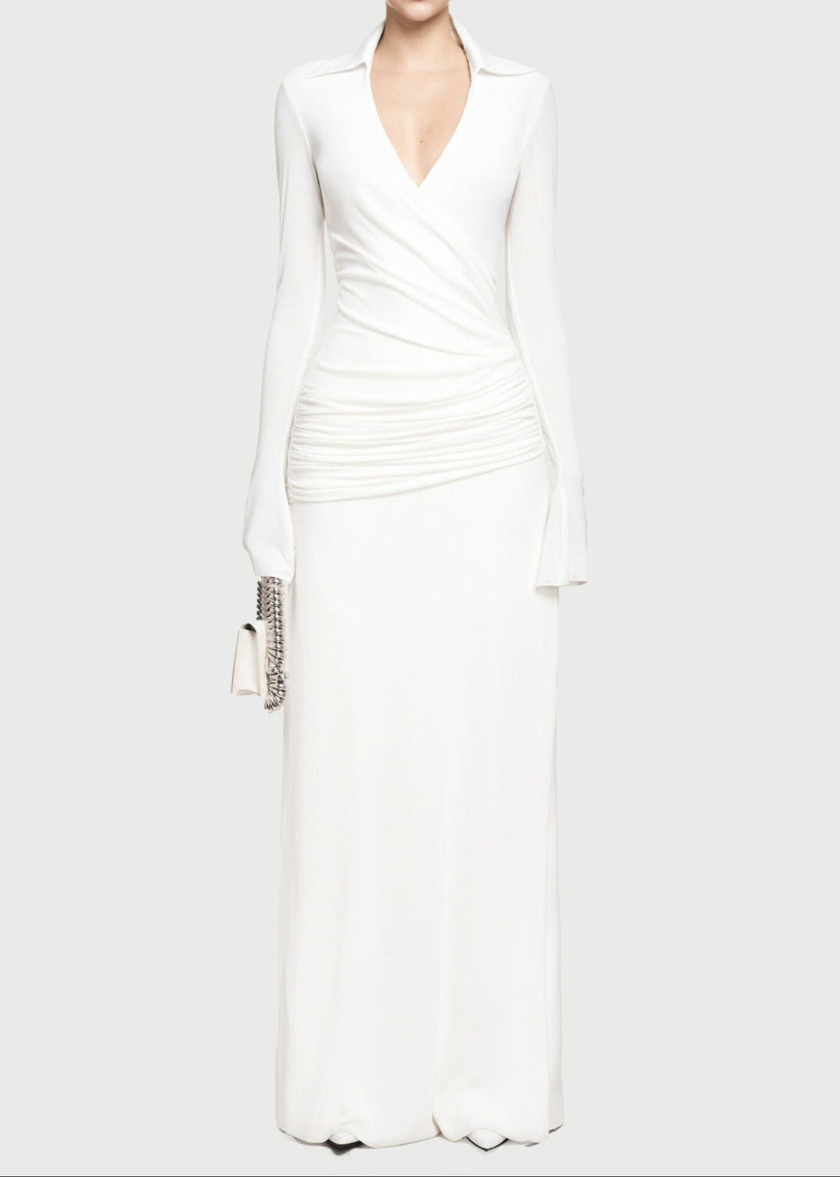 Adia Ruch Lapel Maxi Dress In White