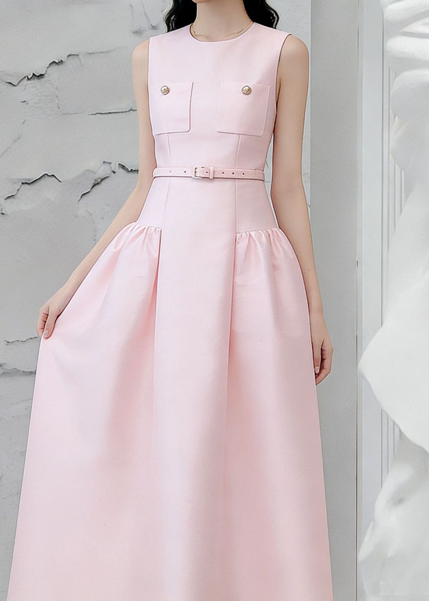 Fani Sleeveless Drop Waist Midi Dress