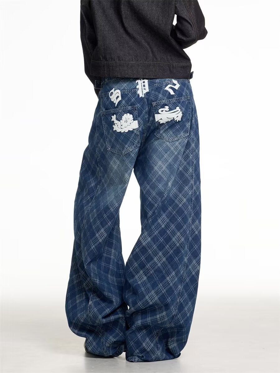 Emiliya Grid Barrel Jeans
