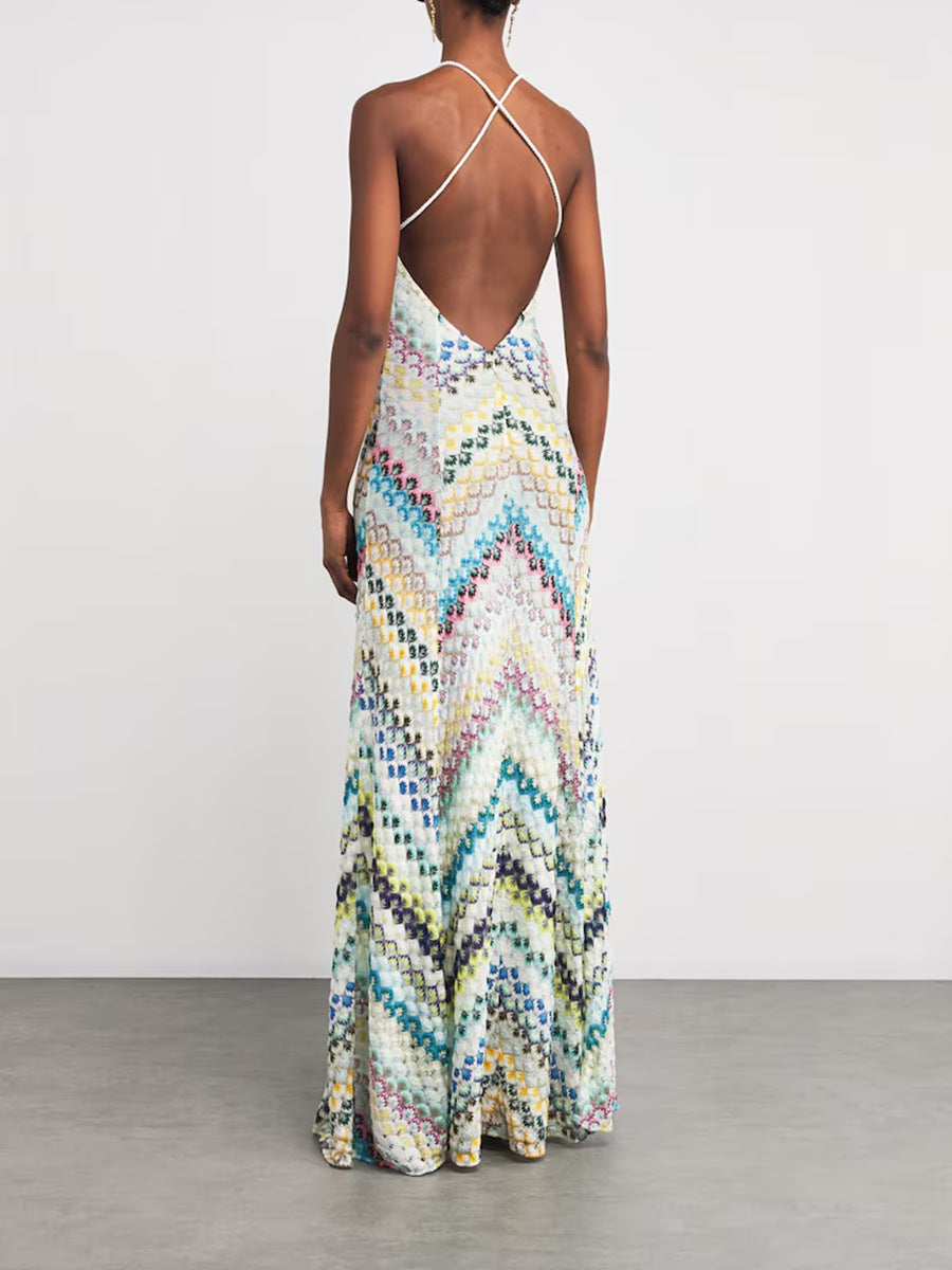 Dariy Spaghetti Backless Maxi Dress In Green