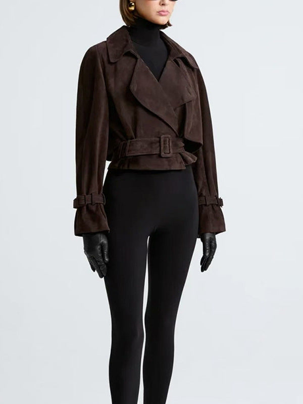 Egon Lapel Buckle Suede Jacket