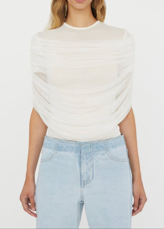 Bahija Mesh Ruch T Shirt In White
