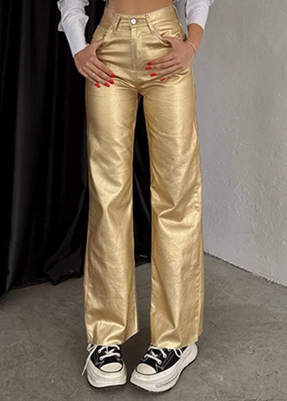 Omya Metallic Jeans In Gold