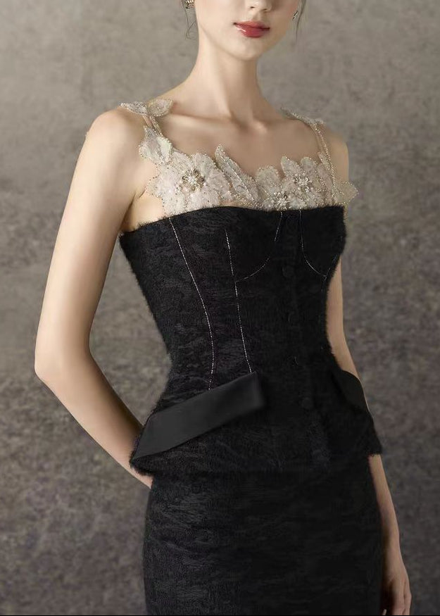 Ahti Embroidered Floral Split Skirt Set