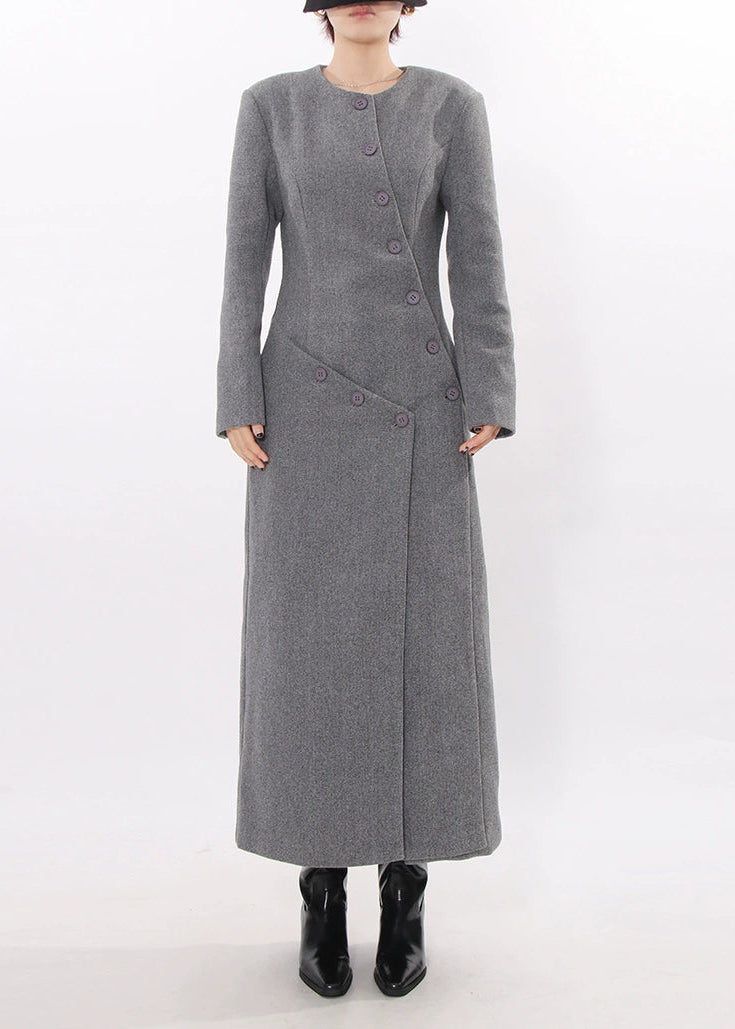Fahd Asymmetric Split Button Maxi Dress