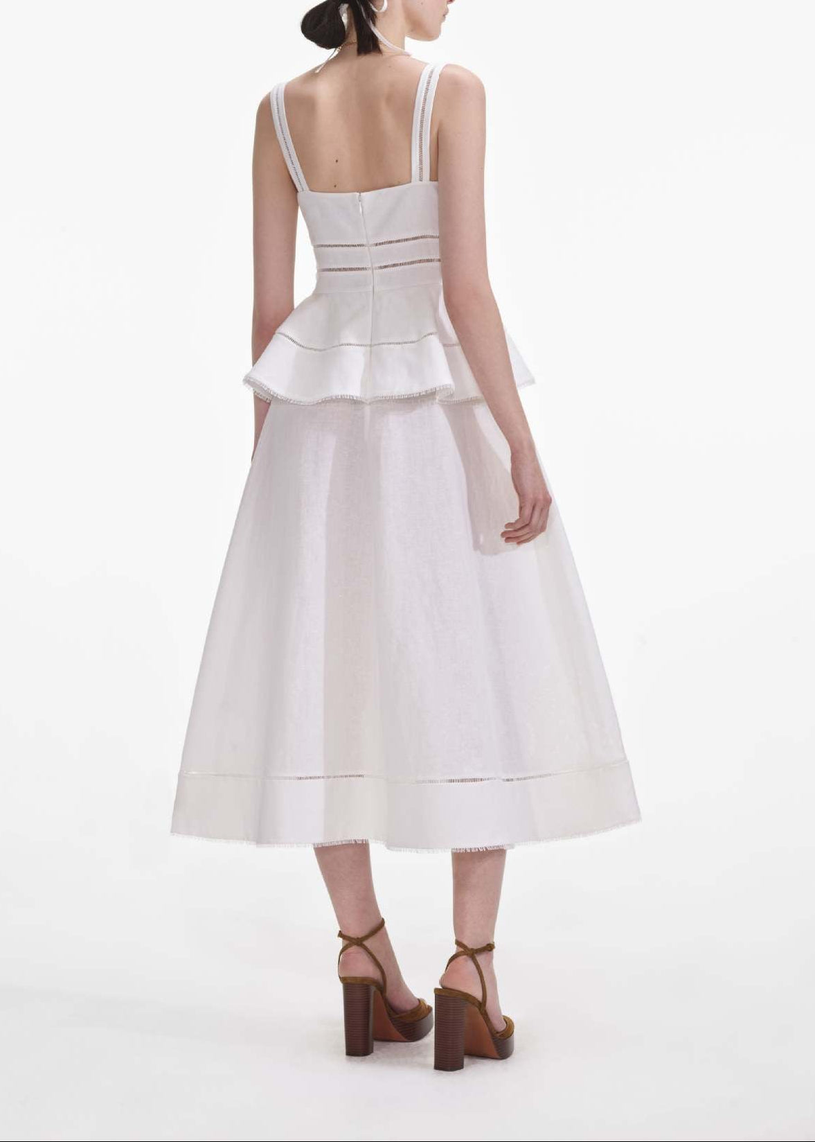 Eesa Cutout Ruffle Midi Dress