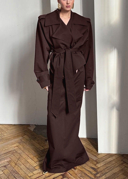 Farit Trench Coat Skirt Set