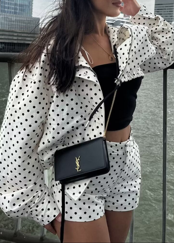 Fatemeh Lapel Dot Pants Set