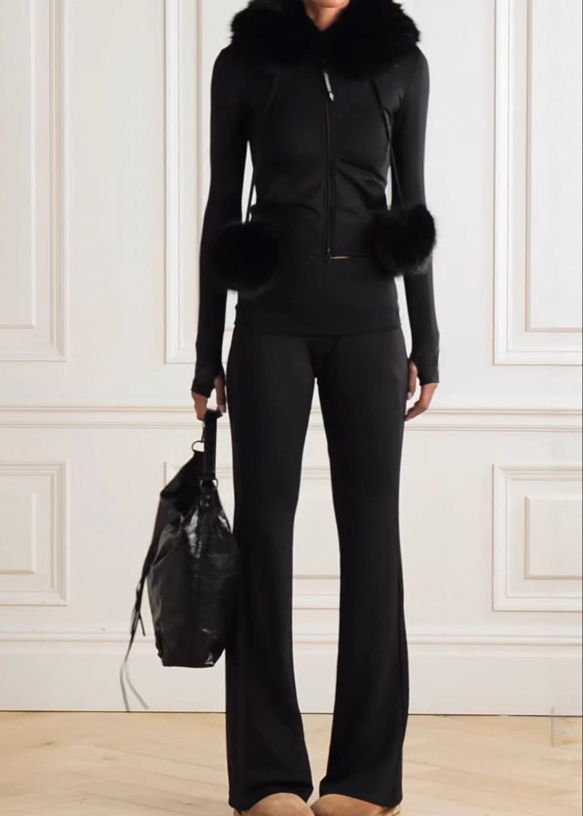 Felecia Faux Fur Bodycon Pants Set