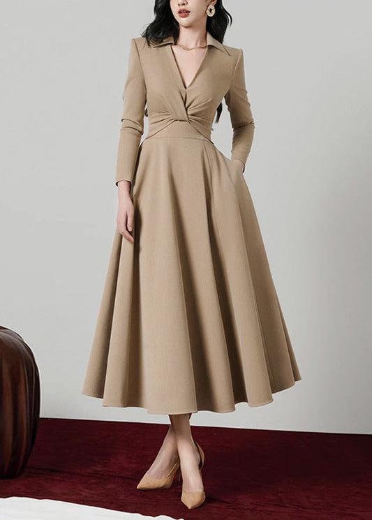 Desirae Long Sleeve Twist Ruffle Maxi Dress