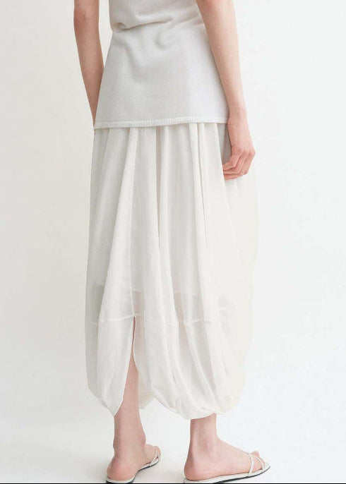 Fayruz Draped Twist Maxi Skirt In White