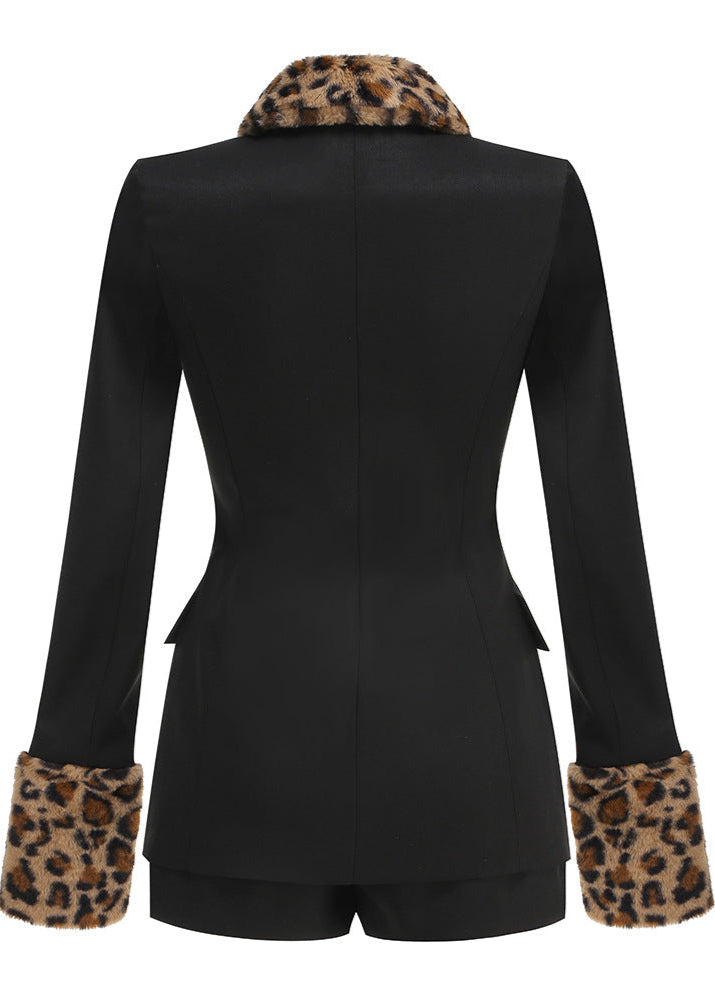 Amna Leopard Lapel Pants Set