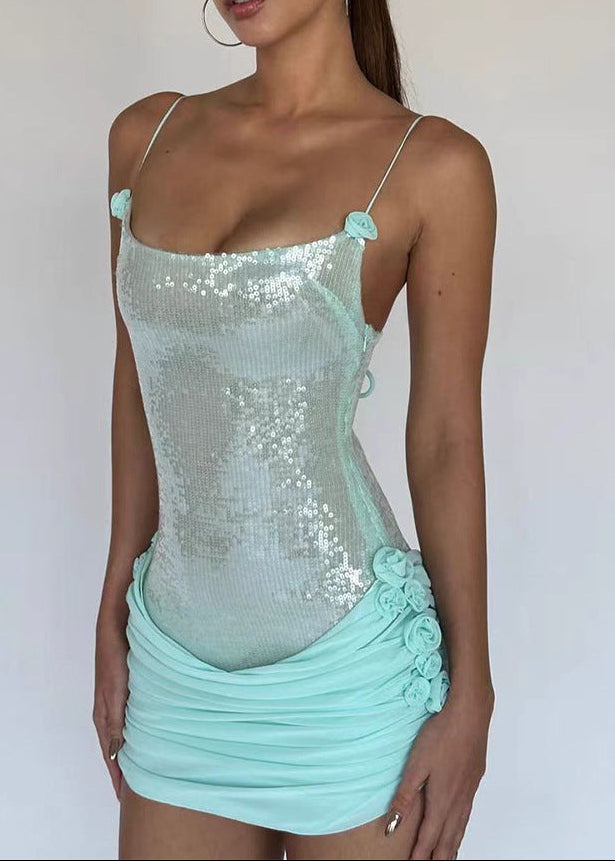 Bobbie Sequin Ruch Mini Dress